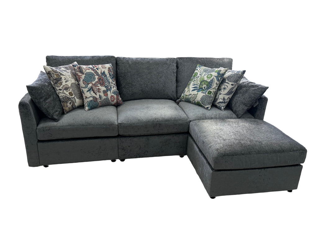 L-Shaped Reversible Corner Sofa with Chaise Lounge | Dark Grey Fabric Upholstered Couch