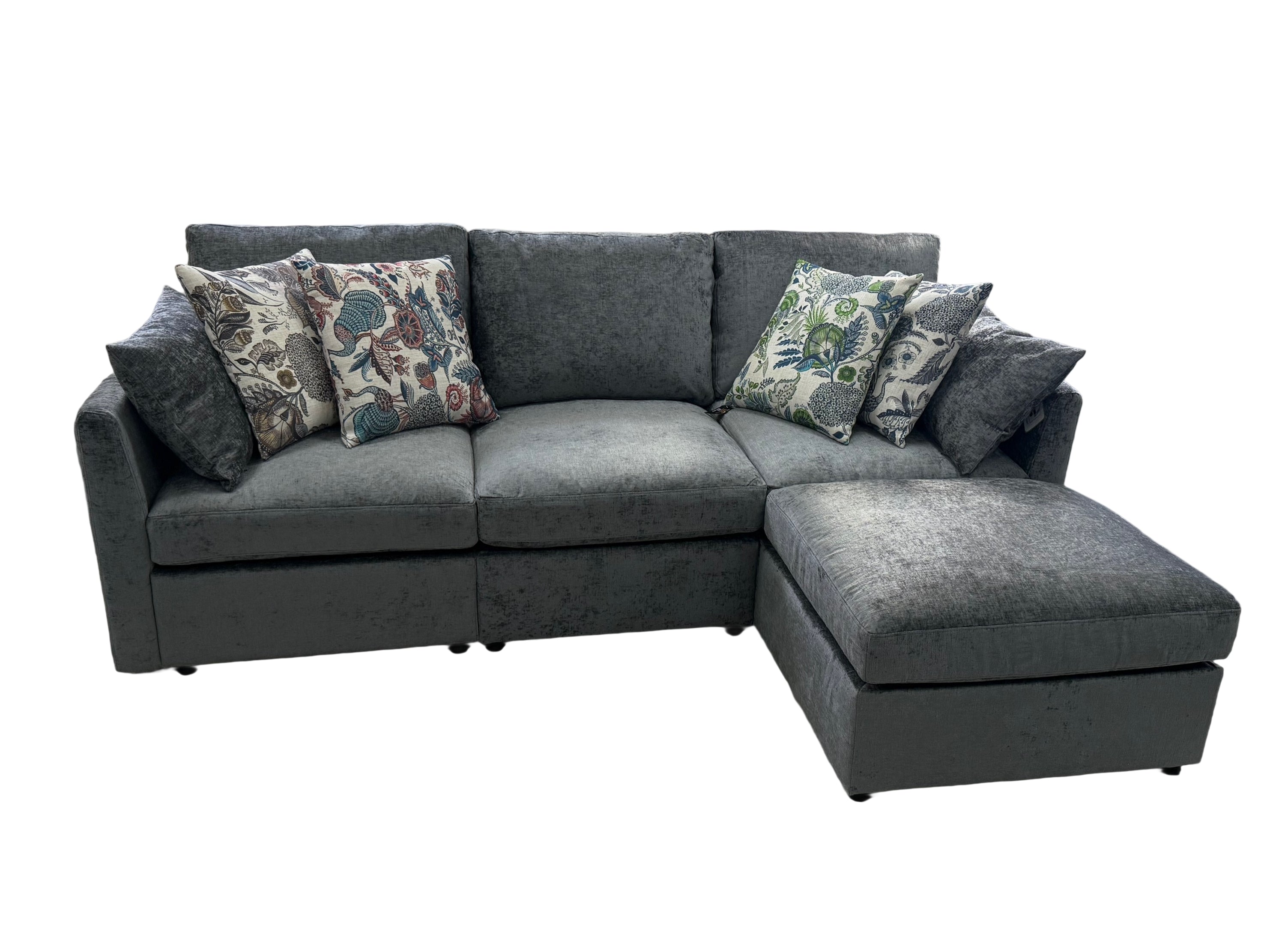 L-Shaped Reversible Corner Sofa with Chaise Lounge | Dark Grey Fabric Upholstered Couch