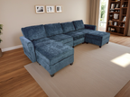 Navy Blue Modular L-Shaped Sofa 878