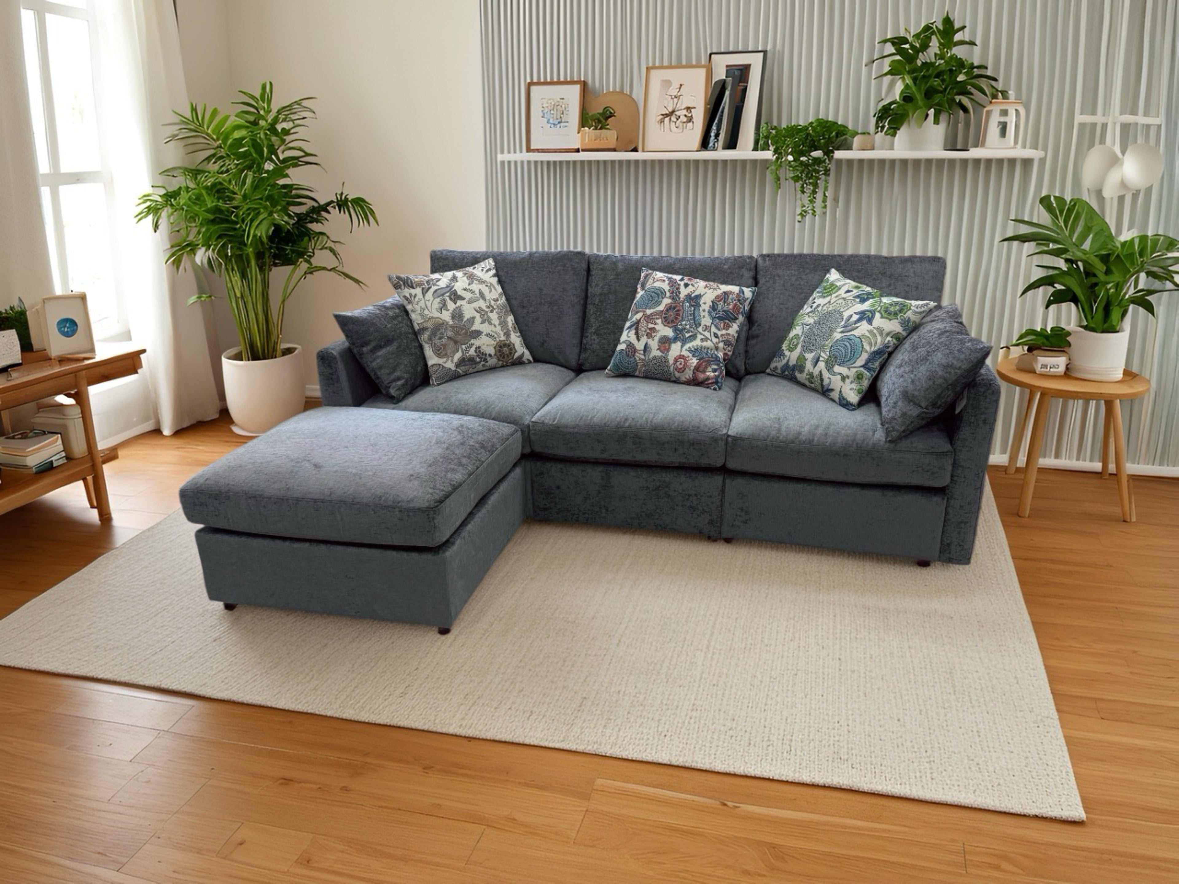 L-Shaped Reversible Corner Sofa with Chaise Lounge | Dark Grey Fabric Upholstered Couch