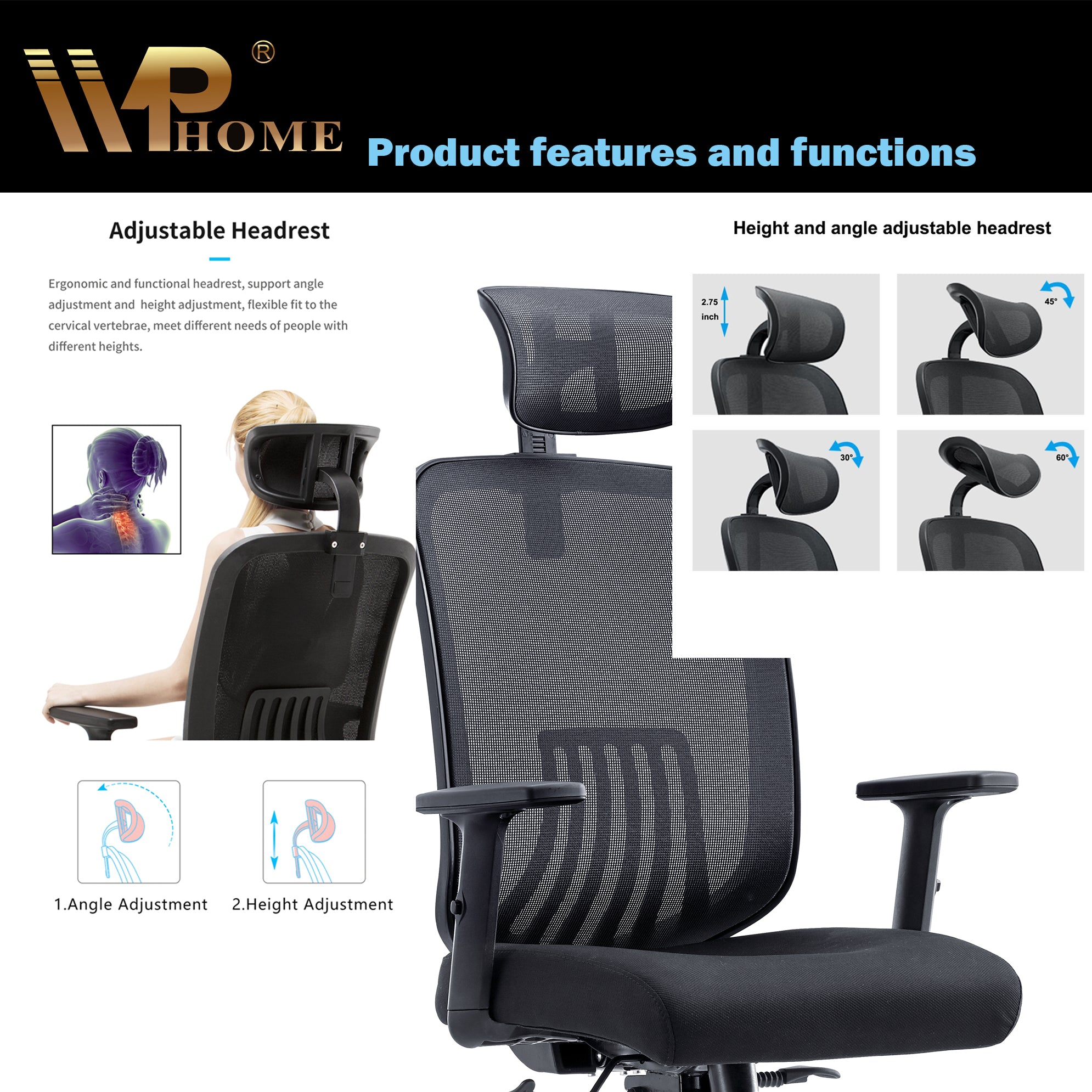 WPHOME LA858 Executive High-Back Ergonomic Office Chair