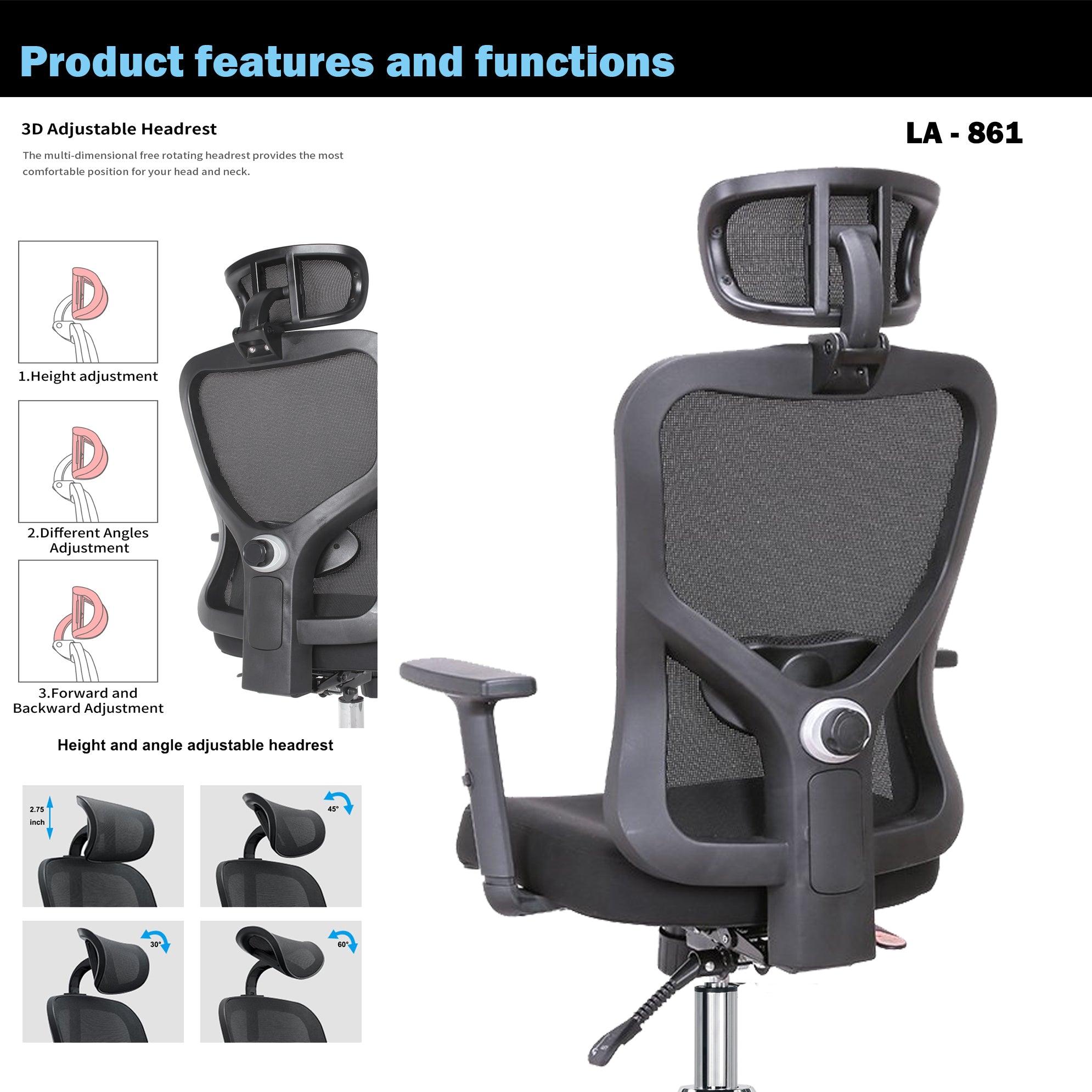 WPHOME LA-861 Ergonomic Office Desk Chair with Lumbar Support