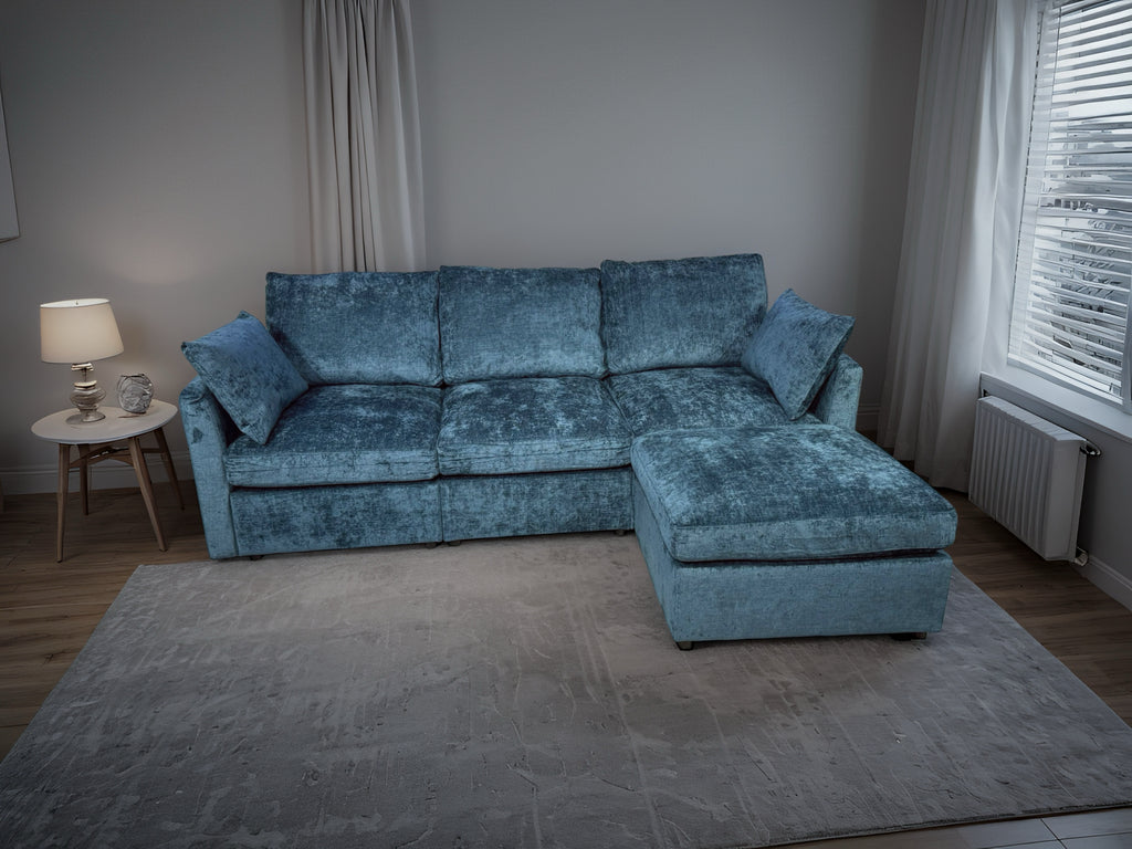 129  L-Shaped Corner Sofa – Deep Blue
