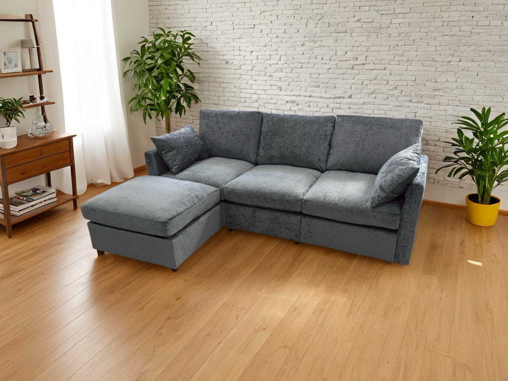L-Shaped Reversible Corner Sofa with Chaise Lounge | Dark Grey Fabric Upholstered Couch