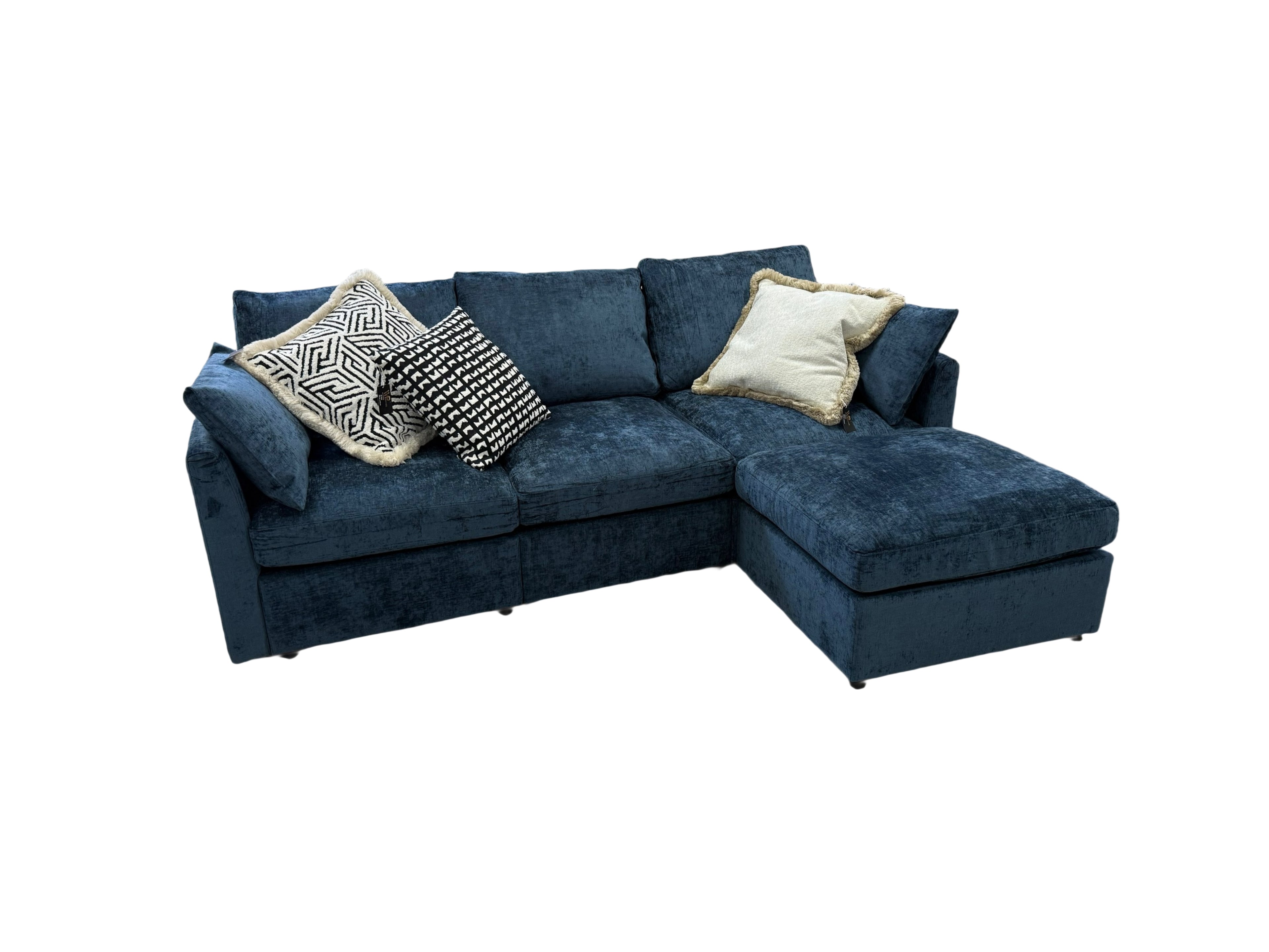 129  L-Shaped Corner Sofa – Deep Blue