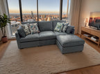 L-Shaped Reversible Corner Sofa with Chaise Lounge | Dark Grey Fabric Upholstered Couch