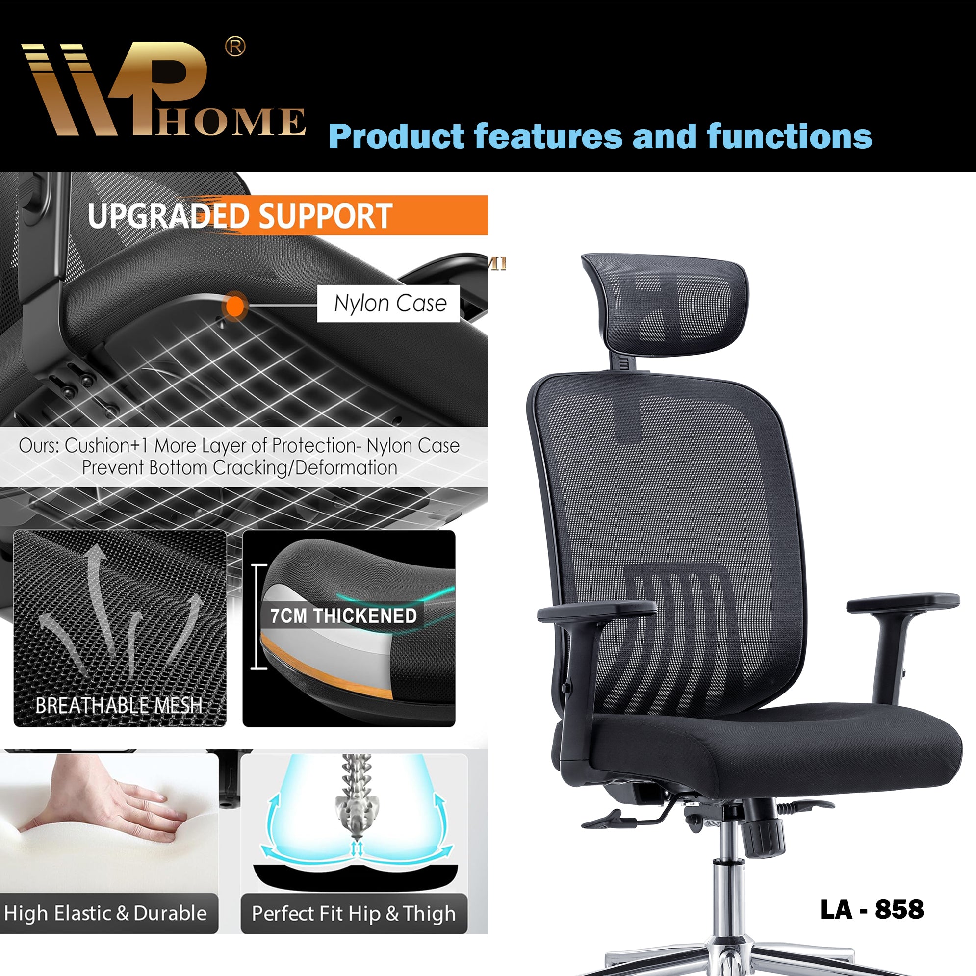 WPHOME LA858 Executive High-Back Ergonomic Office Chair