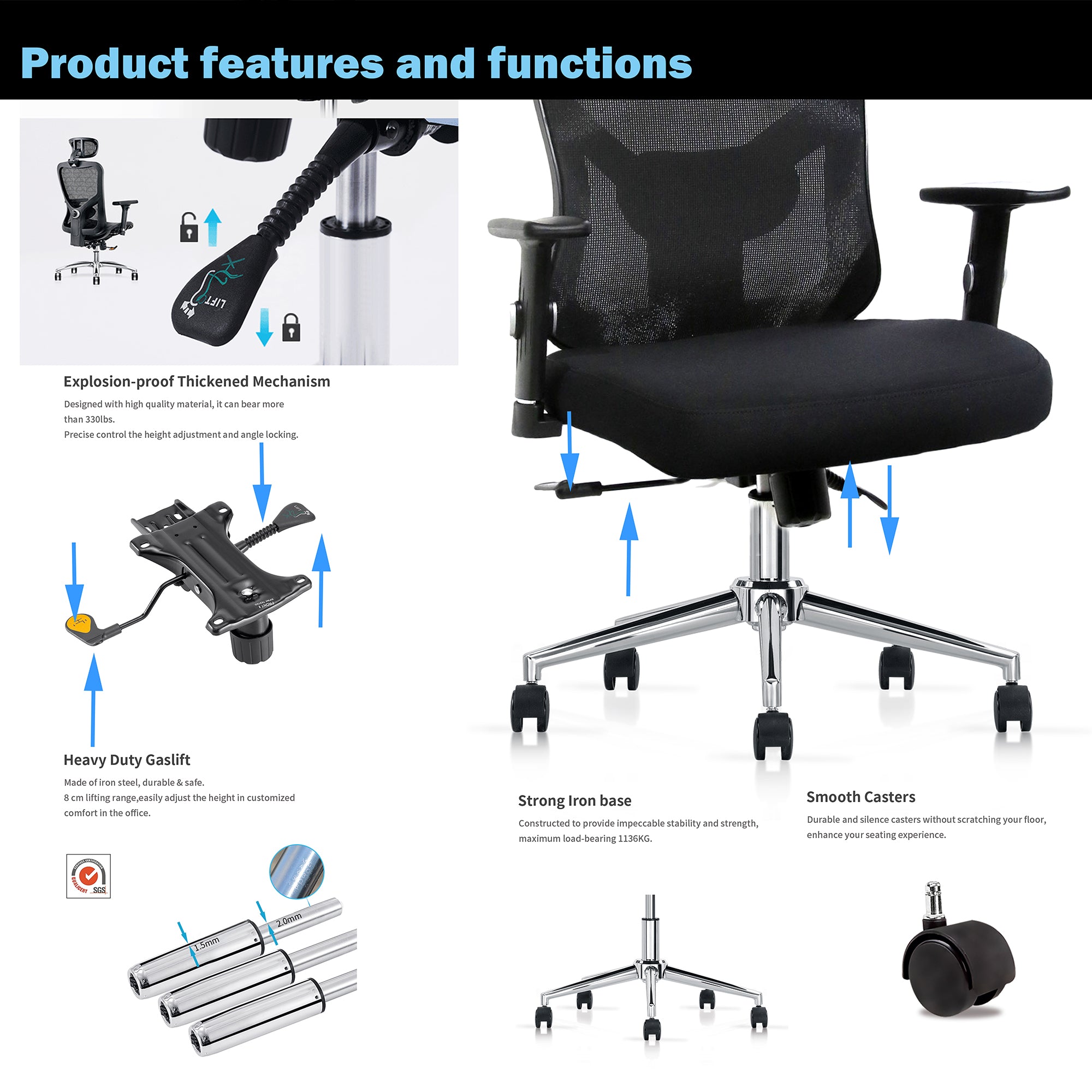 WPHOME LA-861 Ergonomic Office Desk Chair with Lumbar Support