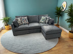 L-Shaped Reversible Corner Sofa with Chaise Lounge | Dark Grey Fabric Upholstered Couch