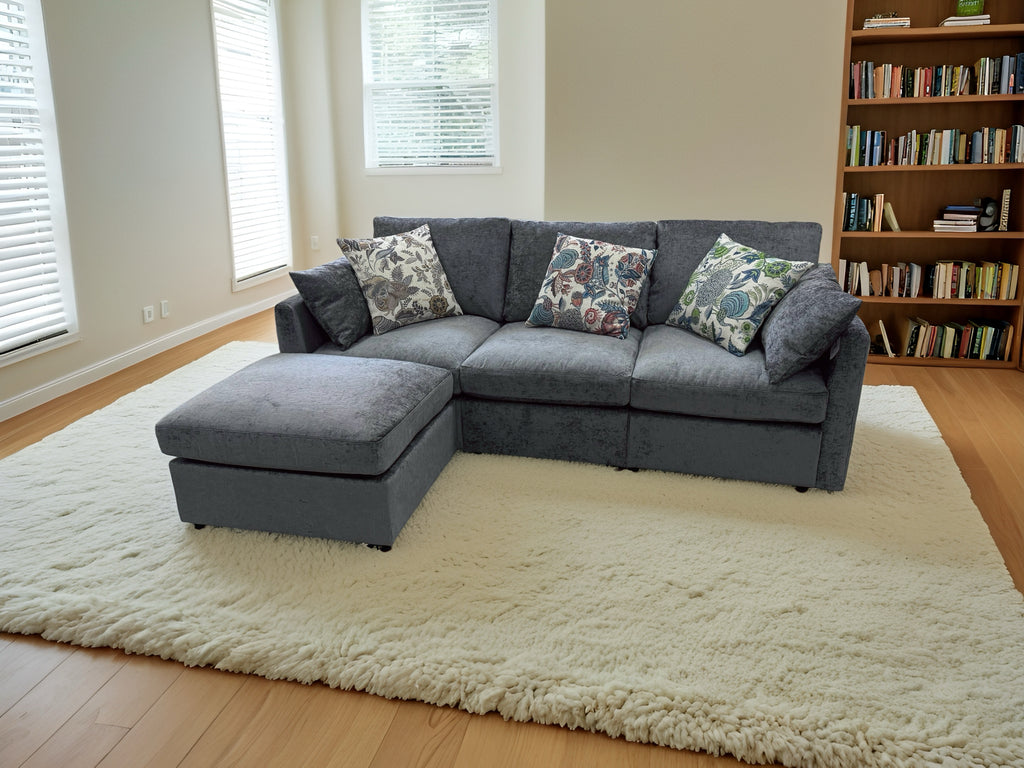L-Shaped Reversible Corner Sofa with Chaise Lounge | Dark Grey Fabric Upholstered Couch