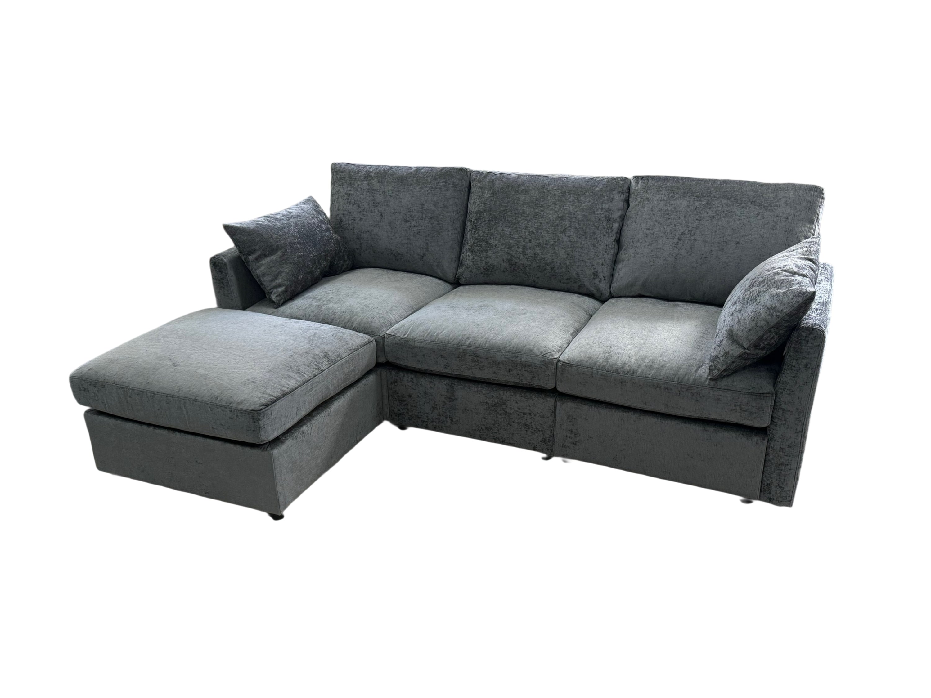 L-Shaped Reversible Corner Sofa with Chaise Lounge | Dark Grey Fabric Upholstered Couch