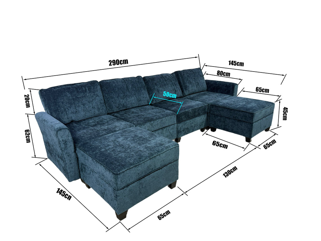 Navy Blue Modular L-Shaped Sofa 878